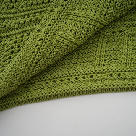 Zelmira Top & Skirt Set Green Embellished Knit Cropped Fringed Calf - Length