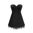 Zephyra Black Bustier Lace Trim Mini Dress