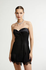 Zephyra black lacedetail mini dress