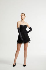 Zephyra black lacedetail mini dress
