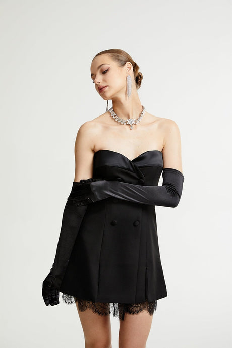 Zephyra black lacedetail mini dress