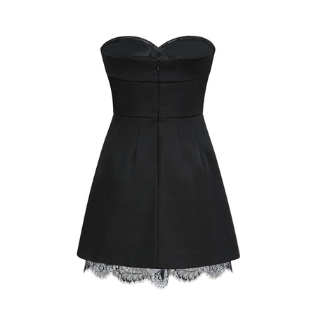 Zephyra black lacedetail mini dress