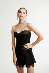 Zephyra black lacedetail mini dress