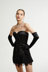 Zephyra black lacedetail mini dress