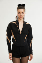 Zita Jacket with Corset Style & Mesh Panels
