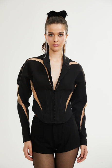 Zita Jacket with Corset Style & Mesh Panels