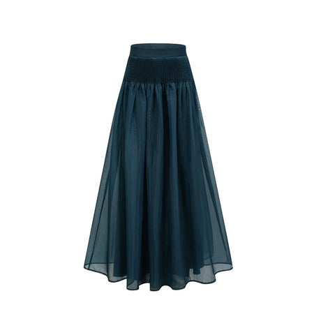 Zoé darkgreen ribbon tieneck shirt  skirt matching set