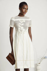 Zoe Floral Embroidery A - Line Midi Dress
