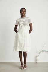 Zoe Floral Embroidery A - Line Midi Dress