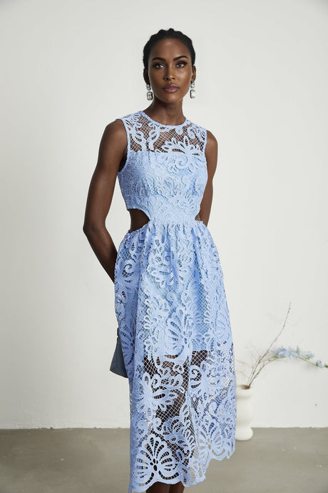 Zoë floralembroidered semisheer midi dress