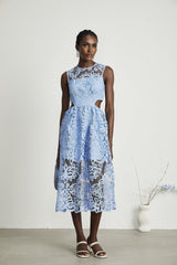 Zoë floralembroidered semisheer midi dress