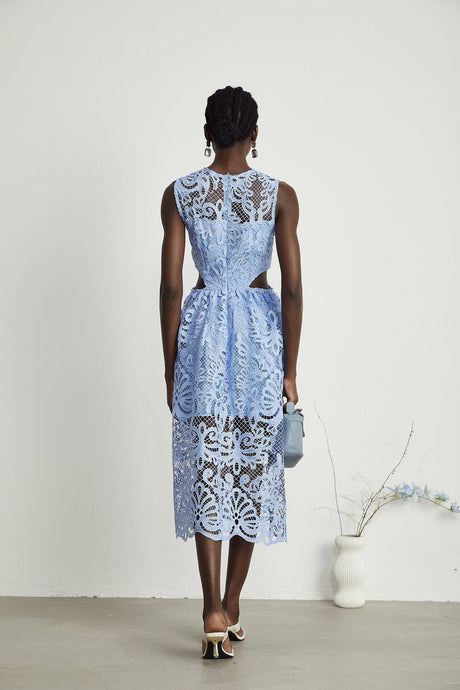 Zoë floralembroidered semisheer midi dress