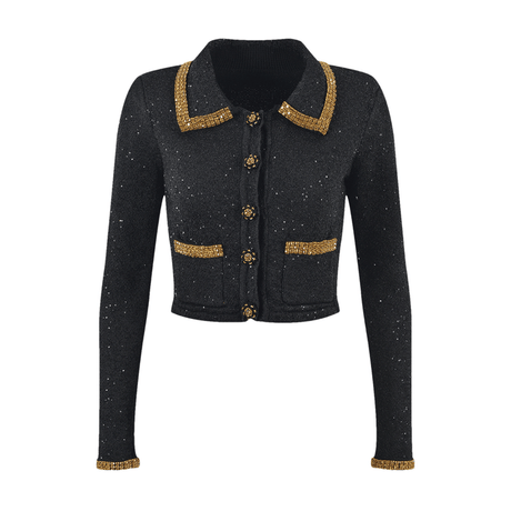 Zoe Jacket & Skirt Black Sequin Matching Set