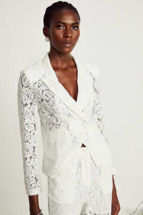 Zoé sheer lace blazer  trousers matching set