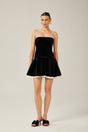 Zoé velvet strapless layered mini dress