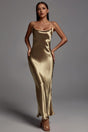 Zoey Gold Metallic Floor-Length Dress Elegant Sophisticated Women's Fashion