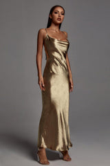 Zoey Gold Metallic Floor-Length Dress
