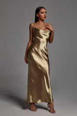 Zoey Gold Metallic Floor-Length Dress