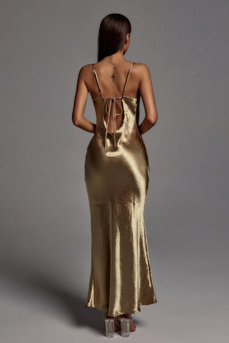 Zoey Gold Metallic Floor-Length Dress