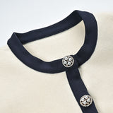 Zuri Cardigan & Skirt White Black Bow Knit Set