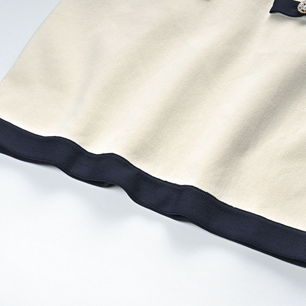 Zuri Cardigan & Skirt White Black Bow Knit Set