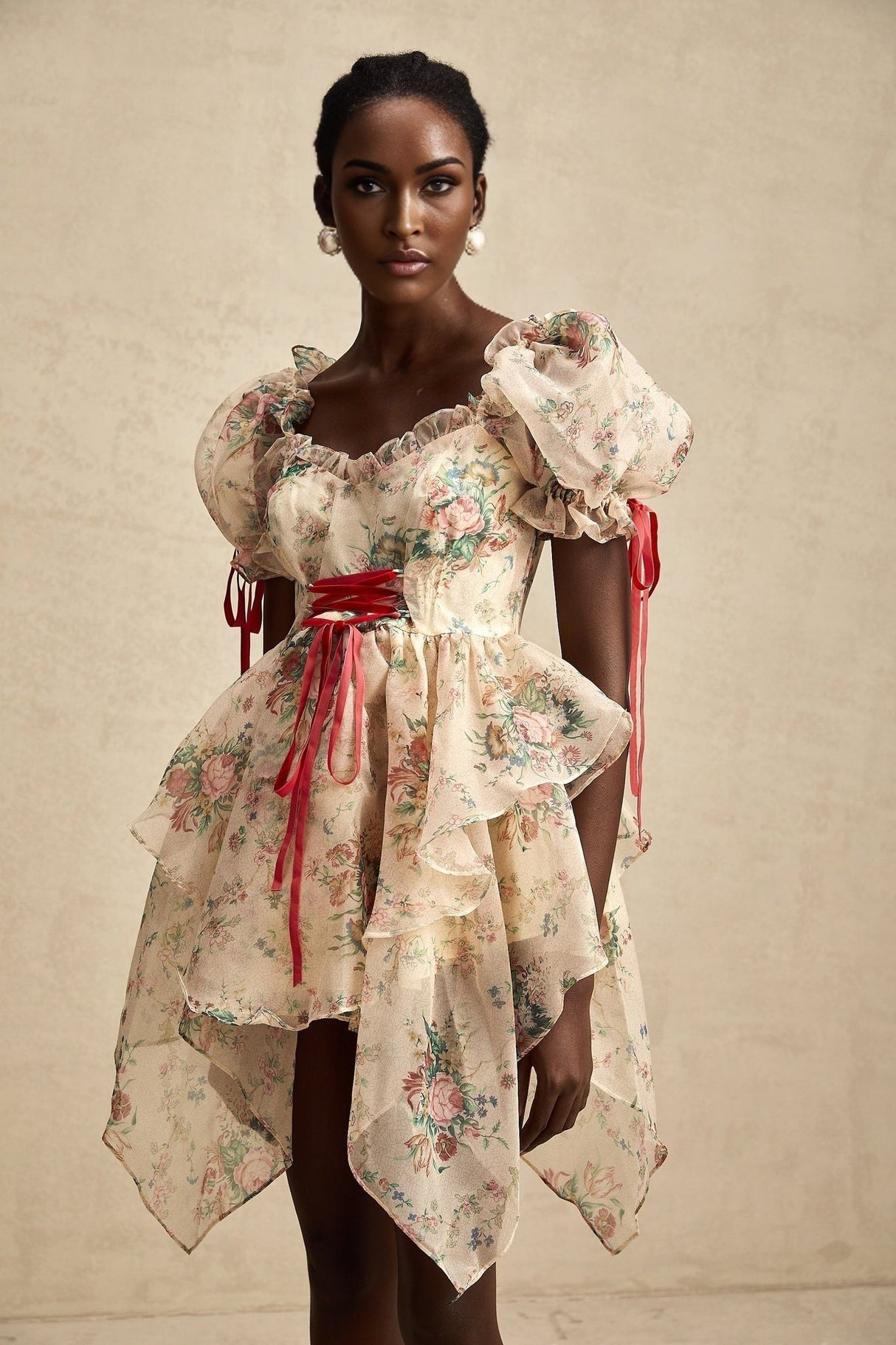 Zuri Mini Dress Sweetheart Neck Floral Print Mini Length
