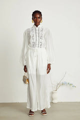 Zuri Shirt & Trousers White Lace Set